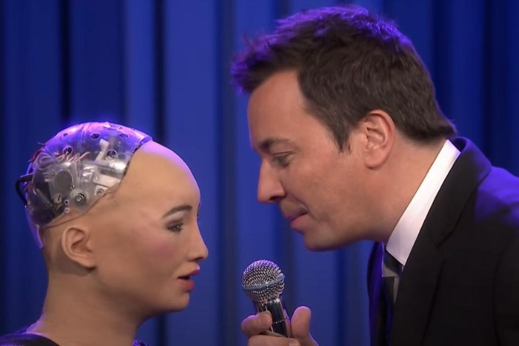 AI Sophia Robot Jimmy Fallon Karaoke