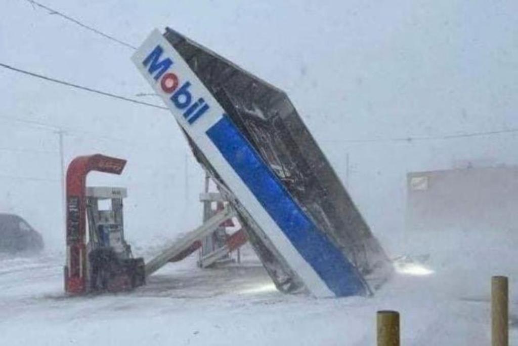 gas station snow storm blizzard